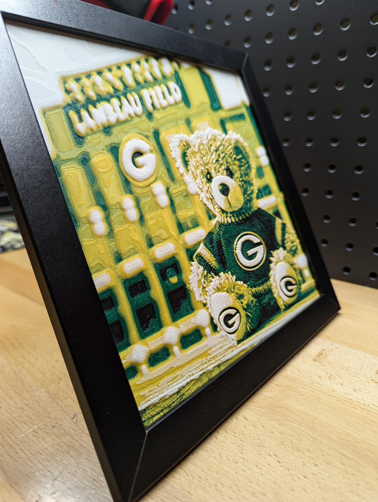 Green Bay Packers Teddy Bear Lambeau Field Wall/Desk Decor, Hueforge