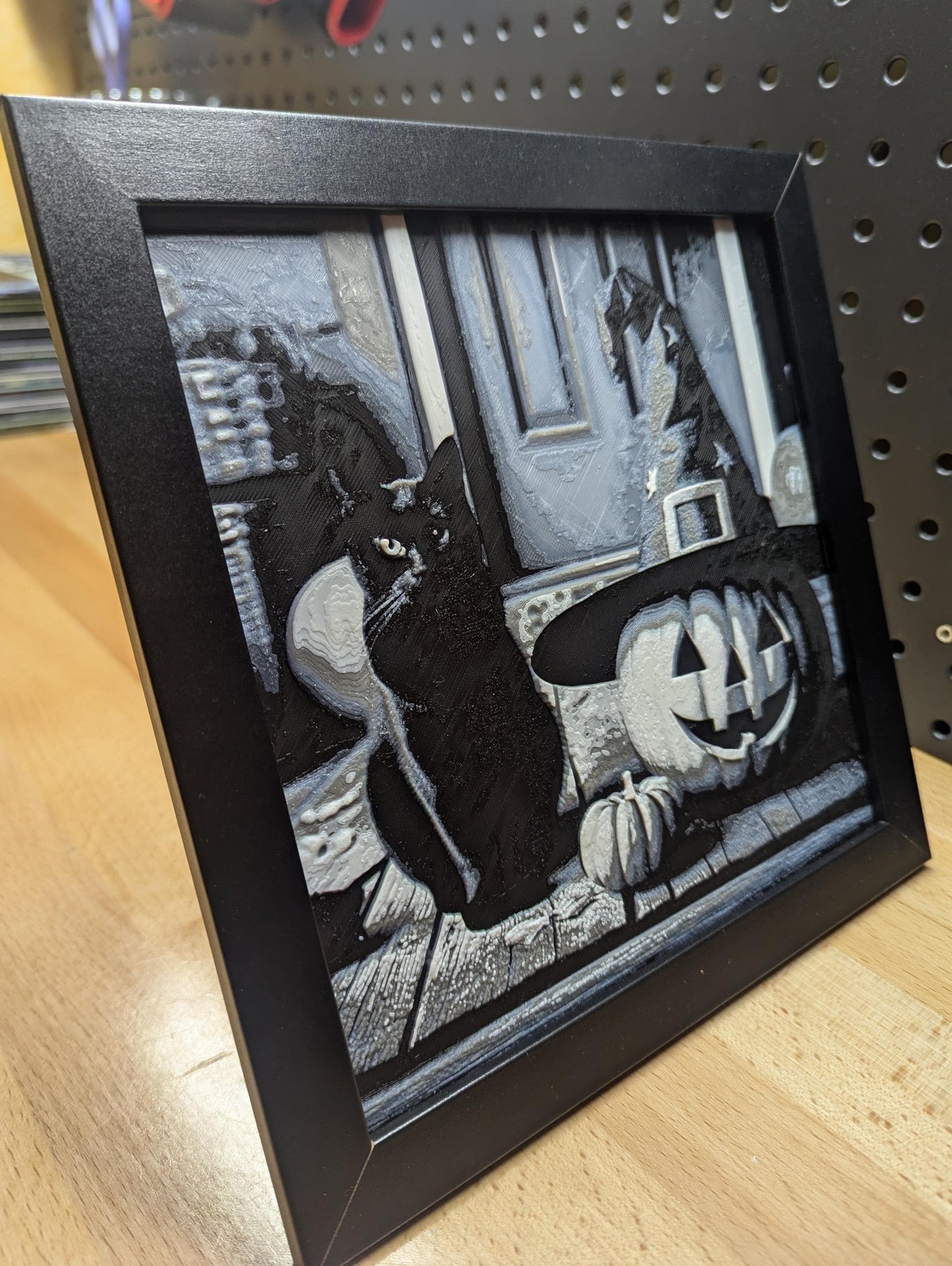 Pumpkin Witch with Cat Wall/Desk Decor, Hueforge
