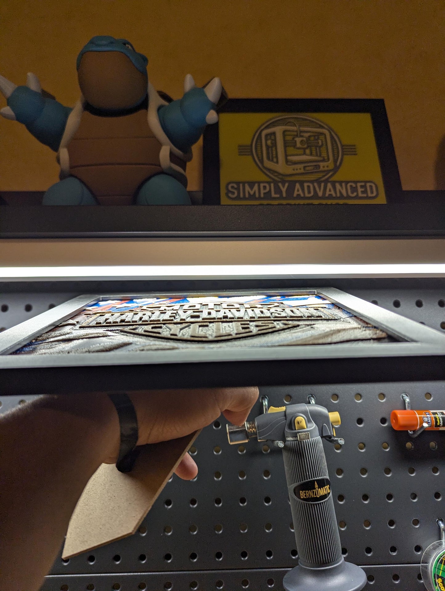 Harley Davidson American Flag Wall/Desk Decor, Hueforge