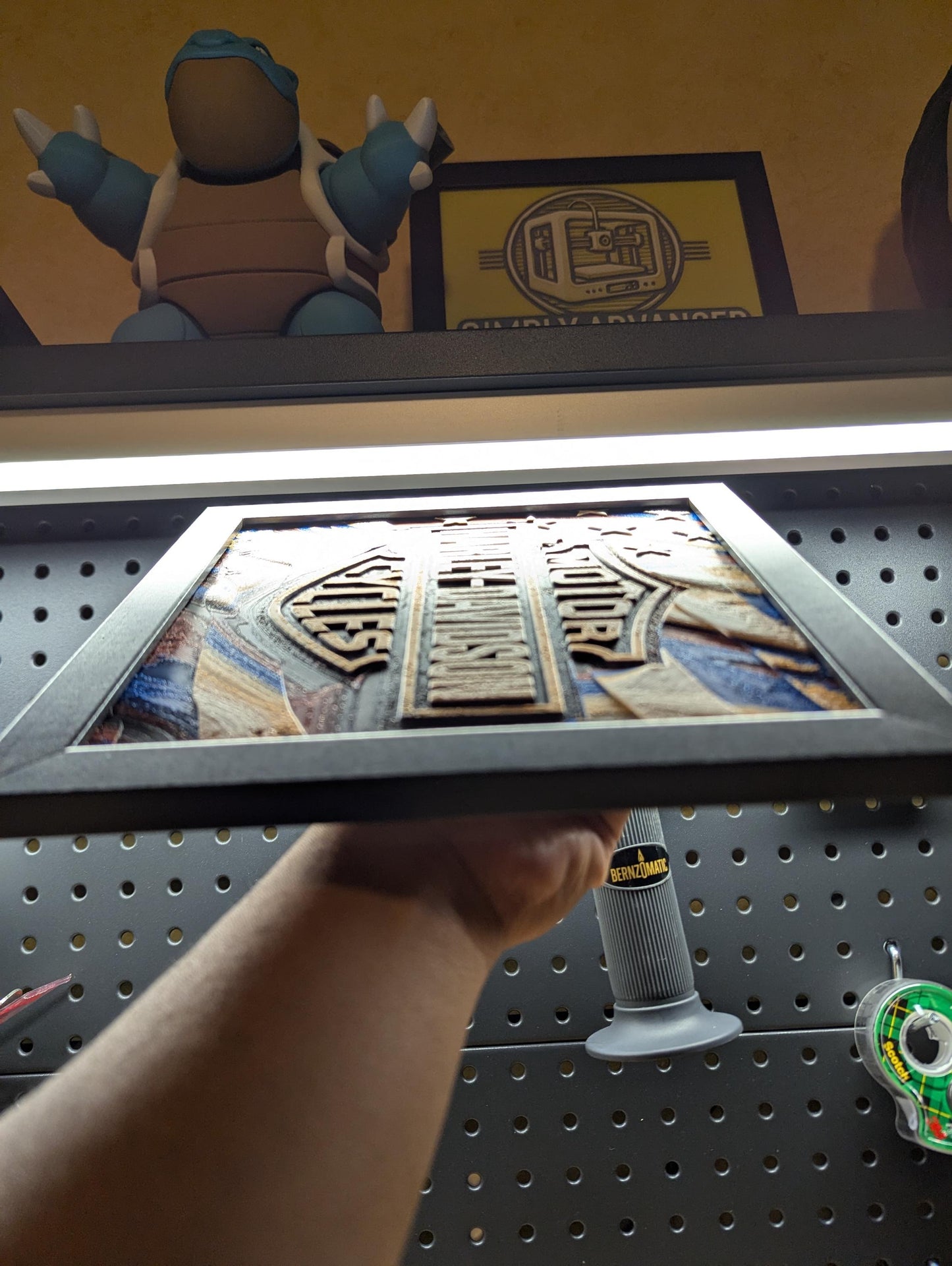 Harley Davidson American Flag Wall/Desk Decor, Hueforge