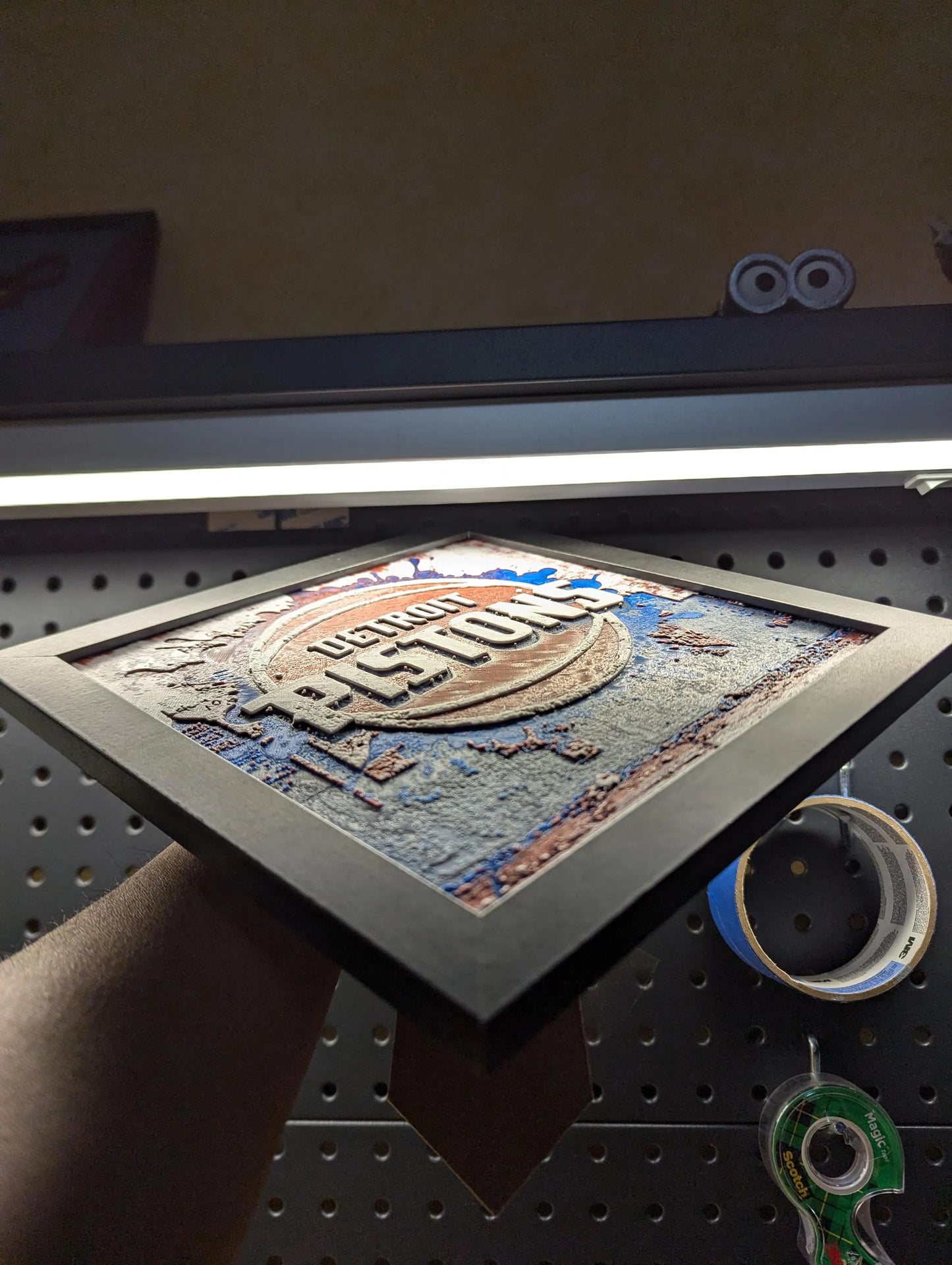 Detroit Pistons Desk/Wall Decor, Hueforge