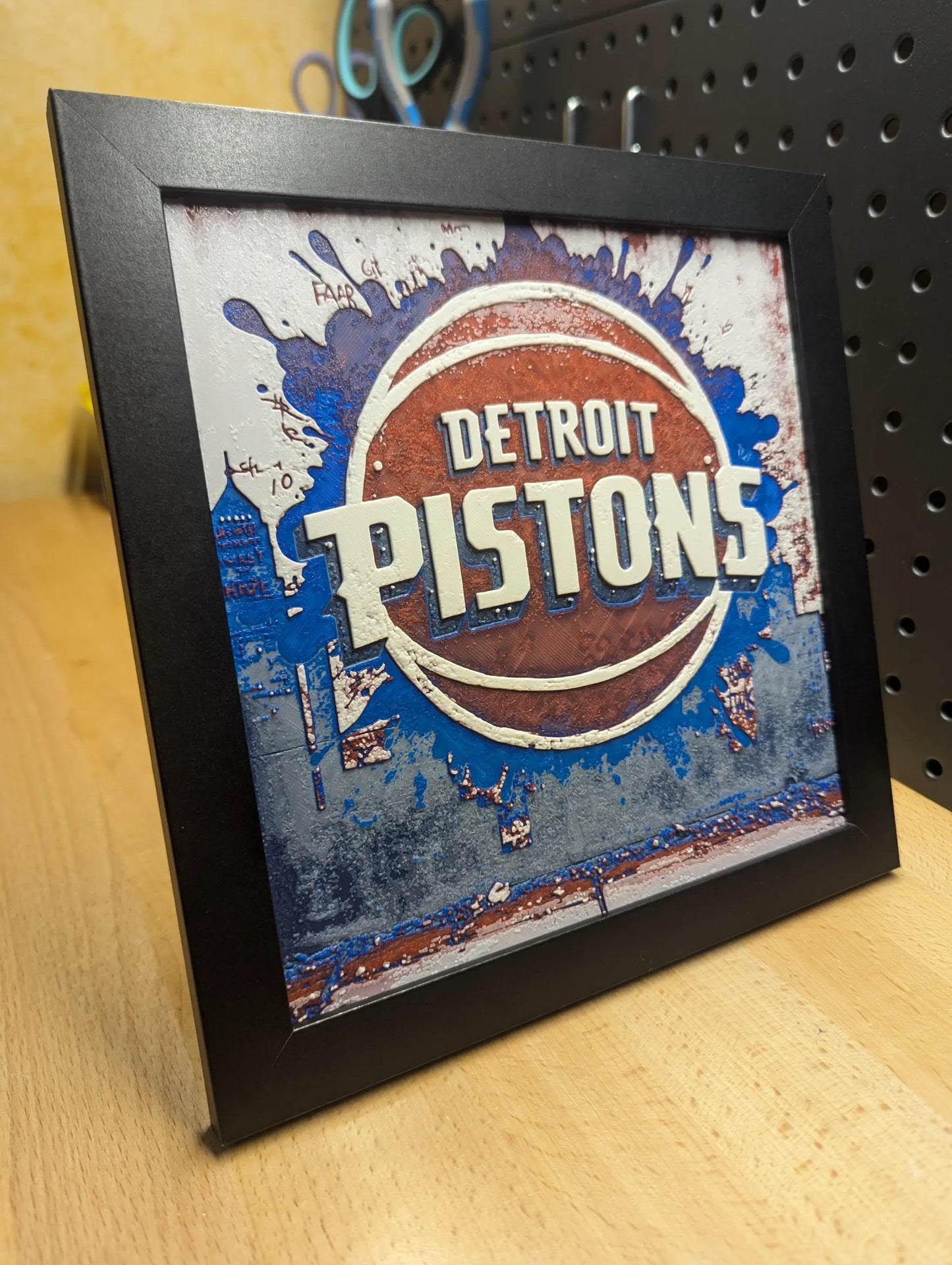 Detroit Pistons Desk/Wall Decor, Hueforge