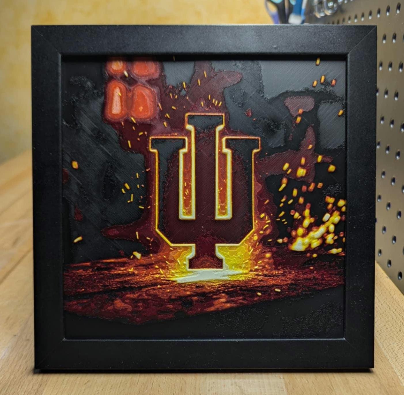Indiana University Forged Fire Desk/Wall Decor, Hueforge