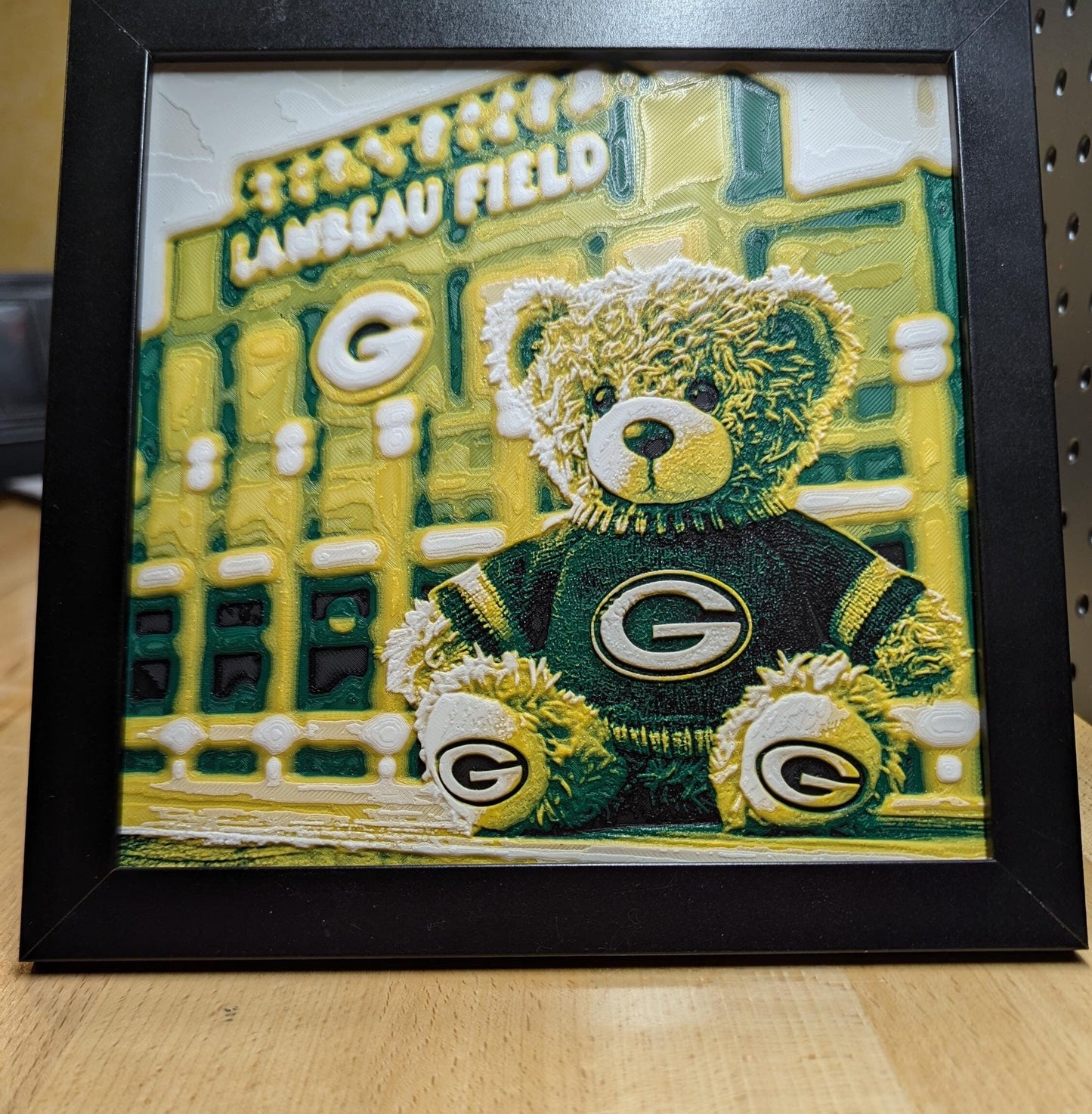 Green Bay Packers Teddy Bear Lambeau Field Wall/Desk Decor, Hueforge