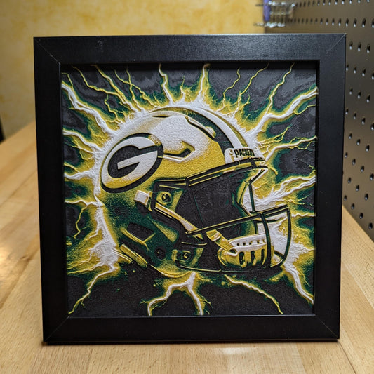 Green Bay Packers Lightning Helmet Wall/Desk Decor, Hueforge