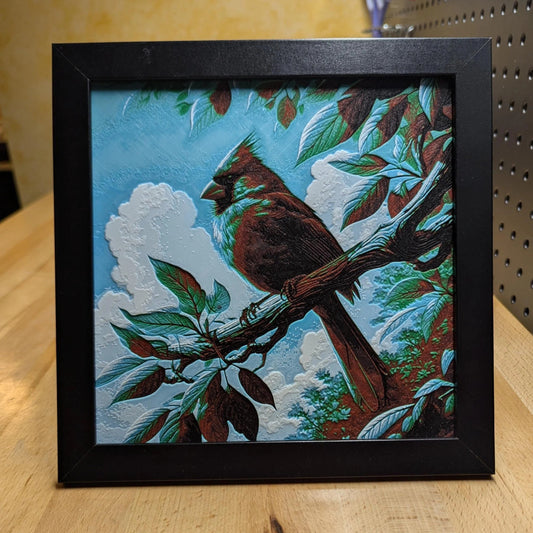 Cardinal on Tree Wall/Desk Decor, Hueforge