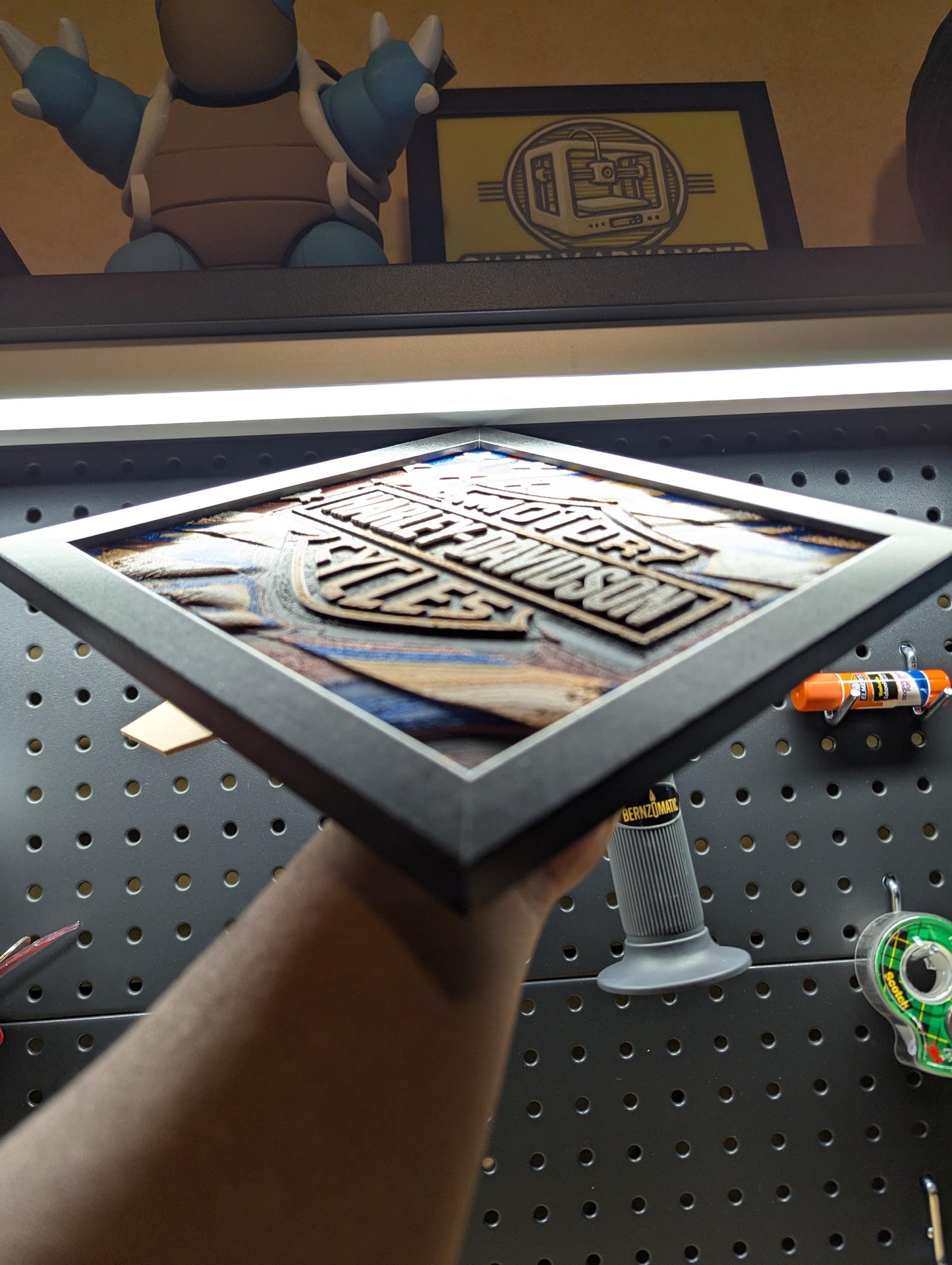 Harley Davidson American Flag Wall/Desk Decor, Hueforge