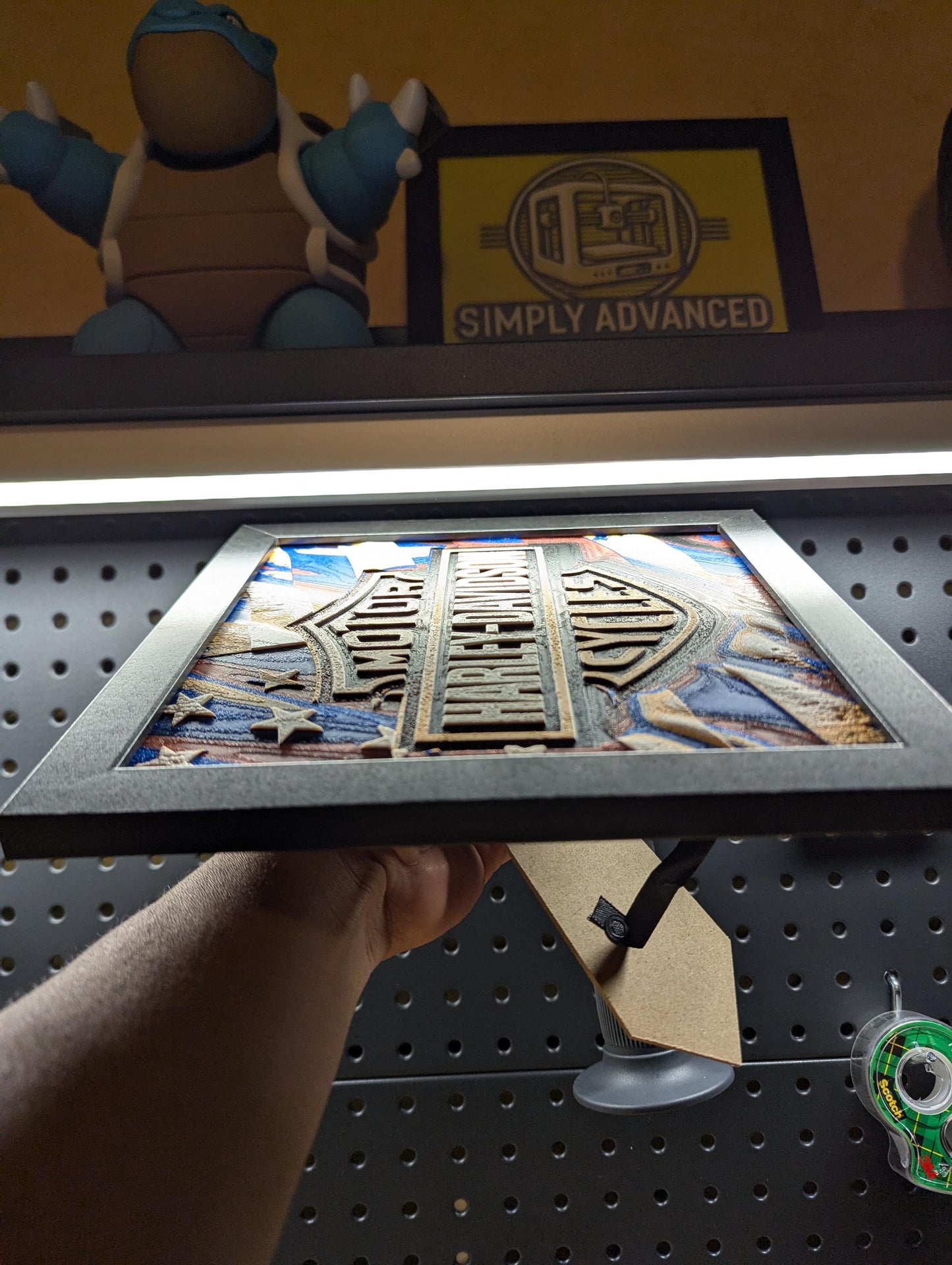 Harley Davidson American Flag Wall/Desk Decor, Hueforge