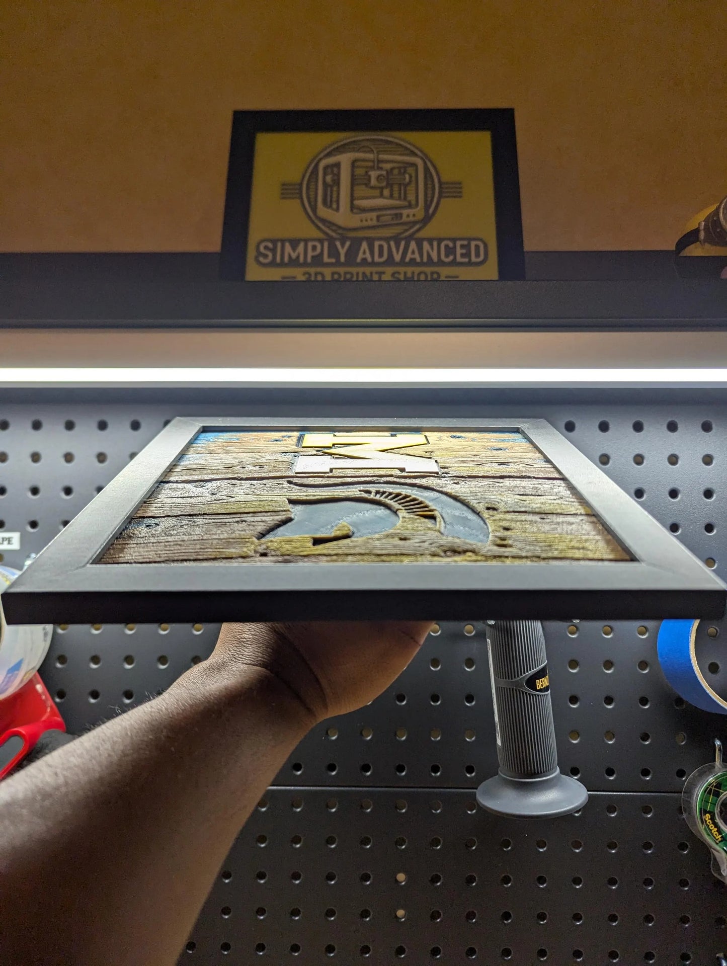 House Divided Michigan vs Michigan State Logo Wall/Desk Decor, Hueforge