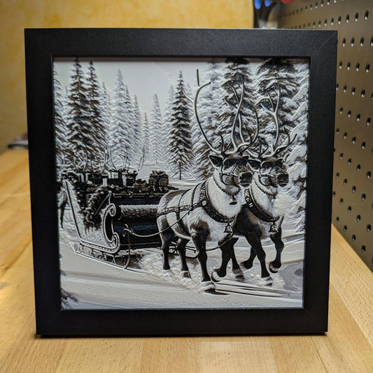 Reindeer with Sleigh Wall/Desk Decor