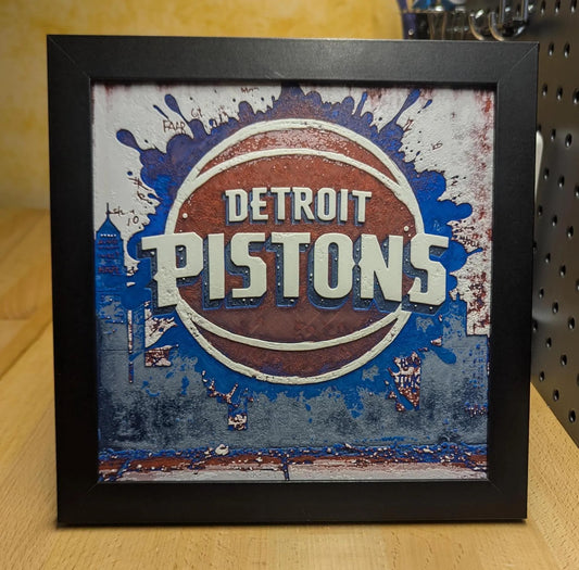 Detroit Pistons Desk/Wall Decor, Hueforge