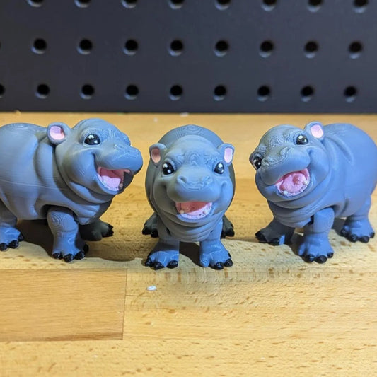 Articulating Baby Hippo, 3D Printed