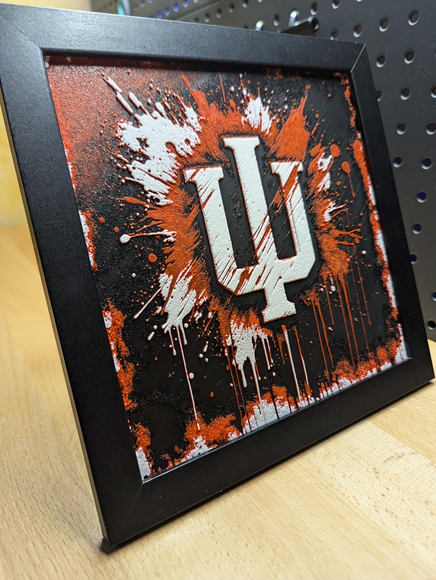 Indiana University Paint Splatter Desk/Wall Decor, Hueforge